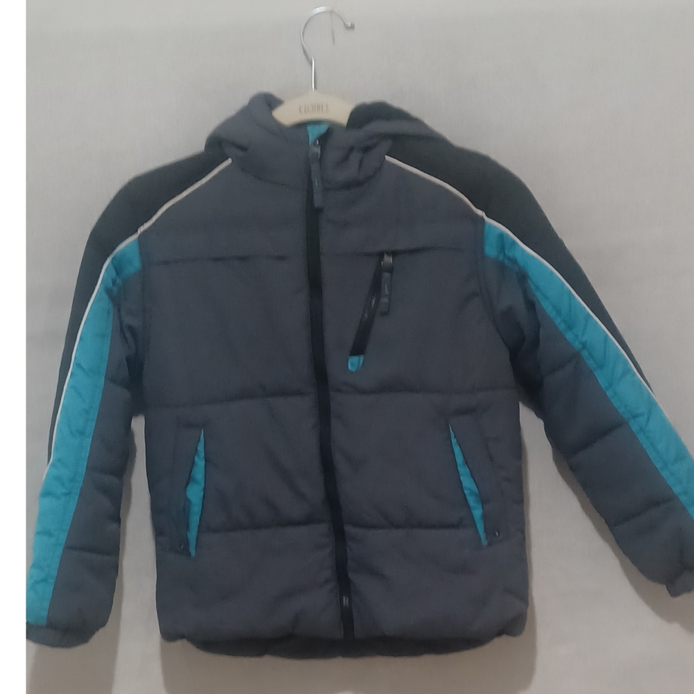 Protection Sistem Gray and Blue Hooded Puffer Jacket Good Pre-owned Condition